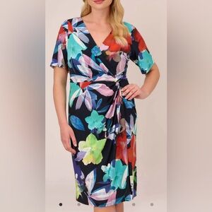Adrianna Papell FLORAL KNOTTED SHEATH DRESS SIZE 8 NWT
